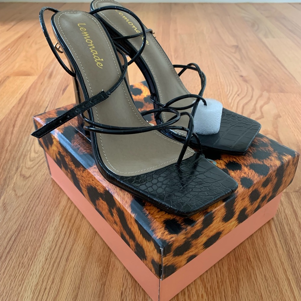 Black strappy heels